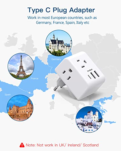 US to Japan Plug Adapter, 2 Prong to 3 Prong Outlet Adapter with 3 AC Outlets 3 USB Ports(1 USB C), Type A Travel Power Adapter for USA to Japanese Philippines China, Multi Plug Wall Outlet Extender