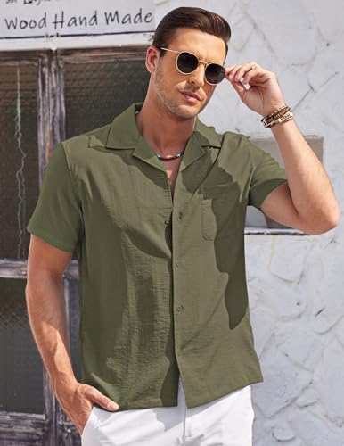COOFANDY Mens Hawaiian Shirts Short Sleeve Button Up Shirts Mens Tropical Shirts Holiday Summer Shirts for Men