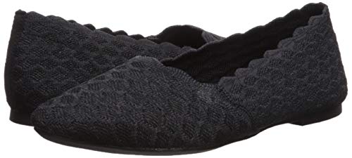 Skechers Women's Cleo-Scalloped Knit Skimmer Ballet Flat Natural 8