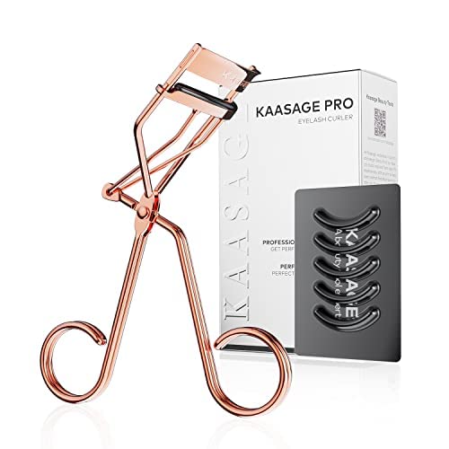 Eyelash Curler for Women - Golden Professional Lash Curler with Refill Silicone Pads. Easy to Curl Open-Eye Eyelashes Naturally in Seconds with No Pinching, No Pulling and Last Long