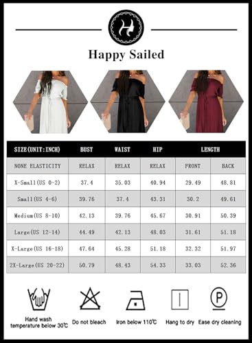 Happy Sailed Off Shoulder Dress for Women Summer Short Sleeve Ruffle Hem Irregular Elegant Maxi Long Beach Party Dress Casual Drawstring Belted Maternity Dresses Green X-Small
