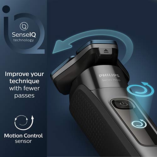 Philips Norelco Shaver 7700, Rechargeable Wet & Dry Electric Shaver with SenseIQ Technology, Quick Clean Pod, Charging Stand and Pop-up Trimmer, S7782/85 for Unisex Adult