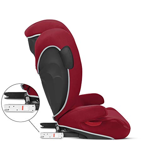 CYBEX Solution B2 fix+ Lux High Back Booster Seat, Lightweight Booster Seat, Secure Latch Installation, Linear Side Impact Protection, Reclining 12-Position Height Adjustable Headrest, Dynamic Red