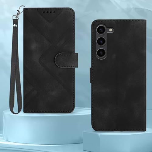 S23 Case Wallet,for Galaxy S23 Wallet Case,Card Holder Leather Kick-stand Flip Cases Protector,S23 Phone Case Strap,Magnetic Shockproof Protective Cover for Samsung S23 2023 (Black)