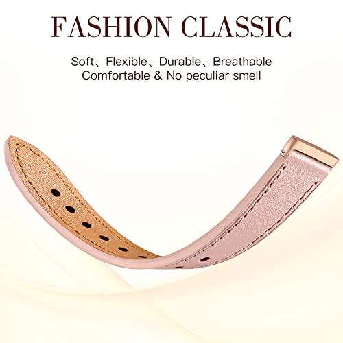 Maledan Compatible with Fitbit Sense/Fitbit Versa 3 Bands for Women Men, Soft Genuine Leather Band Slim Strap Replacement Accessory Wristband for Fitbit Versa 3/Versa 4/Sense 2/Sense SmartWatch, Pink
