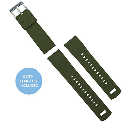 BARTON WATCH BANDS Quick Release Elite Silicone Watch Bands, Chocolate Brown Top/Khaki Bottom, 19mm