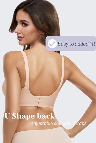 GXOULRRA Mesh Bras for Women No Underwire Buttery Soft Bralettes for Women Adjustable Everyday Bras with Extra Extender-Beige, S