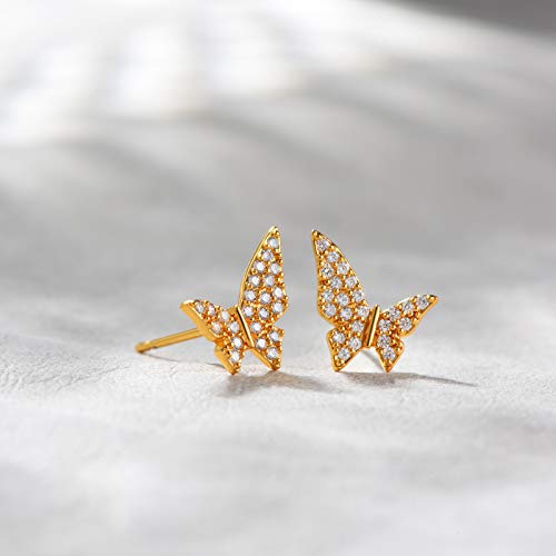 LOYATA Triangle Earrings Gold Ear Jacket Stud Open 14K Gold Plated Dainty Small Simple Hypoallergenic Geometric Jewelry Gift for Women