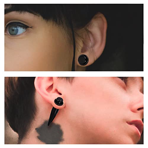 Qmcandy 24pcs Acrylic Ear Gauge Stretching Kit 00g to 20mm Big Gauge Taper Kit for Ears, Black Pink