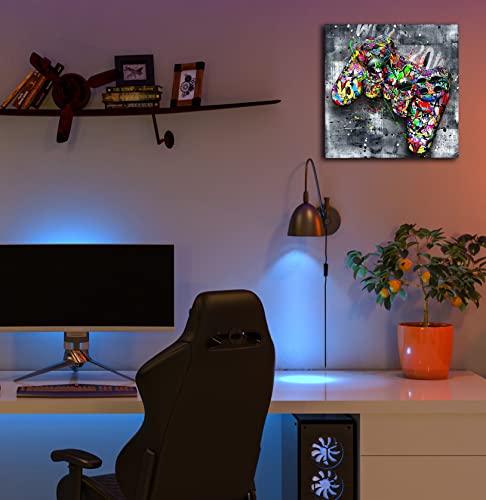 JKWALL77 Graffiti Canvas Wall-Art For Bedroom - Gaming Wall Art For Teen Boys - Abstract Painting Pop Art Modern Home Wall Decor Ready to Hang Size 14" x 14"