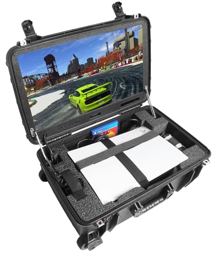 Case Club 4K Gaming Station Fits PS5. Comes with Built-in 24" 4K Monitor, Cooling Fans, & Speakers. Compatible with Playstation 5 (Gen 1 Disc or Digital), Controllers, & Games