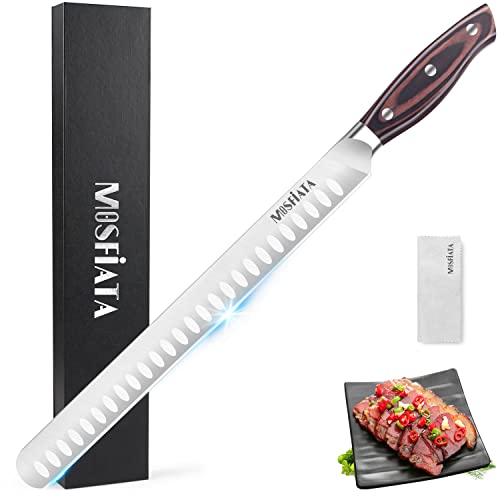 MOSFiATA 12" Slicing Carving Knife –BBQMeat Cutting Knife-Forged High Carbon German Steel – Ergonomic Handle Design-With Gift Box