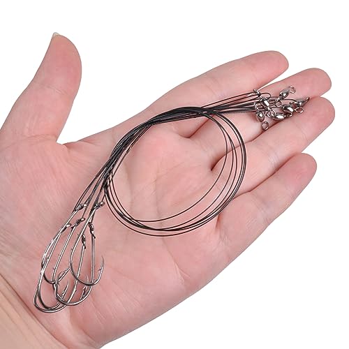 Fishing Hook Rigs Baitholder Snelled Fishing Hooks Saltwater Steel Wire Leader Rigs for Bass Catfish Fishing Lure Rigs