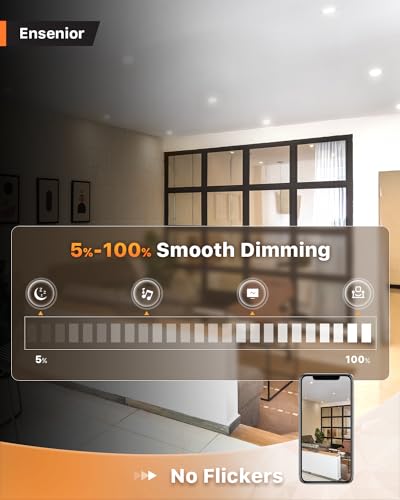 Ensenior 12 Pack 4 Inch LED Recessed Ceiling Light, Dimmable, 3000K Warm White, 750LM 9W 120V, High Brightness Canless Wafer Downlight - ETL&FCC&IC