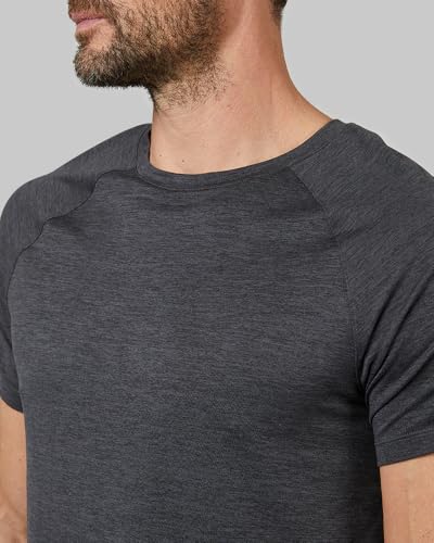 32º DEGREES Cool Men’s Active T-Shirt | Raglan Short Sleeve | Quick Dry | Anti-Odor, Black Space Dye, Small