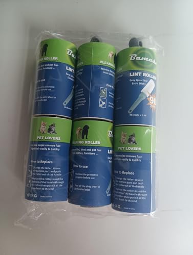 Sticky Lint Roller for Pet Hair: Lint Remover for Dog Cat Hair Mega Value Set 540 Sheets 2 Handles+6 Rollers Fur Removal for Clothes Couch Furniture