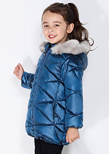 SOLOCOTE Girls Winter Coats Hooded Sherpa Lined Lightweight Jacket Thick Warm Puffy Waterproof Windproof Cotton Shiny Jackets