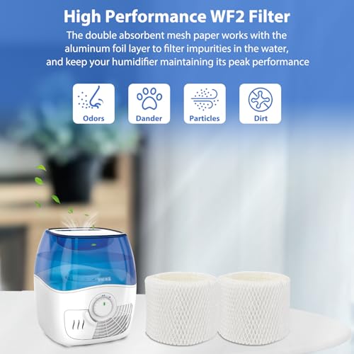 Extolife 2 Pack WF2 Replacement Humidifier Filter for Vicks for Kaz WF2 Humidifier V3100, V3500, V3500N, V3600, V3700, V3800, V3850, V3850JUV, V3900, V3900JUV, VEV320, 3020, ECM-250i, ECM-500, WA-8D