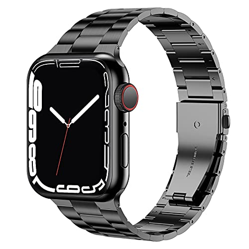 iiteeology Compatible with Apple Watch Band 41mm 40mm 38mm, Upgraded Stainless Steel Replacement Original iWatch Bands for Series 9 Ultra 8 7 6 5 4 3 2 1 Women,Black