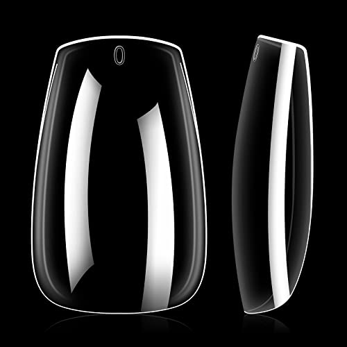 AILLSA Short Coffin Nails Clear Full Cover Nail Tips Medium Soft Gel Fake Nail Tips for DIY Press on Nail Extension, 216PCS 12 Sizes False Acrylic Preshaped Gelly Nail Tips for Women