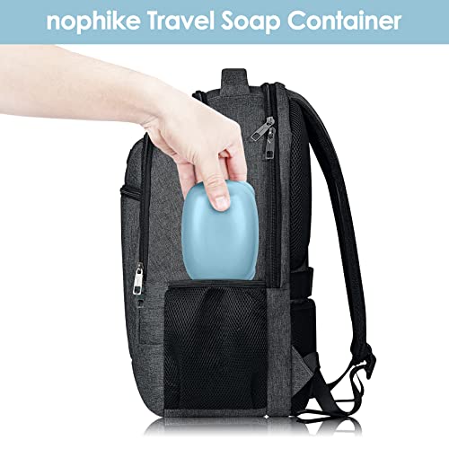 nophike Soap Holder with Lid 1 Pack,Travel Soap Container with Removable Draining Layer.Soap Dish for Home, Camping, Travel,Fashion Soap Box (White)