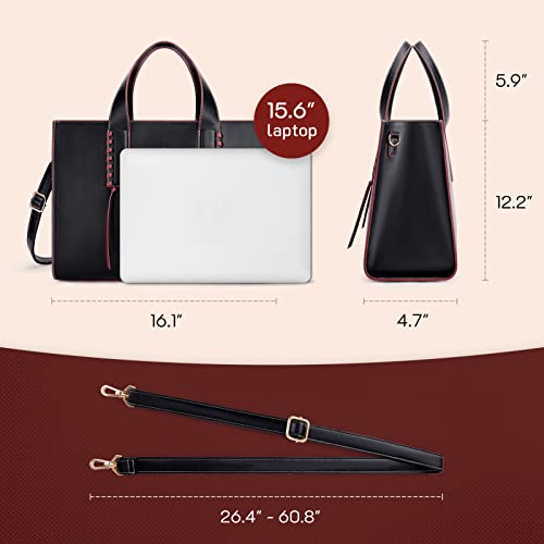 Missnine Laptop Bag for Women - 15.6 inch Large Computer Shoulder Bag PU Leather Work Tote Office Briefcase Handbag