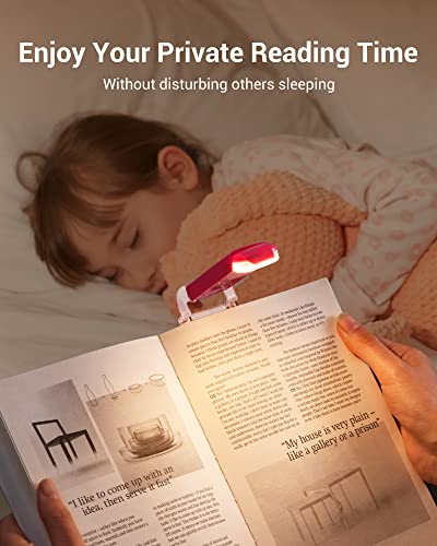 DEWENWILS Book Reading Light, Rechargeable Booklight for Reading at Night, Clip on LED Book for Kids, Bookworms, Blue Light Blocking, 4 Brightness Adjustable for Eye Care (White)
