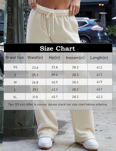 HeSaYep Sweatpants Women Baggy Wide Leg Sweatpants Straight Leg Trousers Drawstring Elastic Waist Joggers Low Rise Active Sweat Pants Black XS