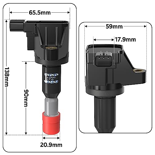 1PZ HE5-K81 Set of 4 Ignition Coil Pack Replacement for Honda Fit Hatchback 2007 2008 1.5L L4 UF581 5C1635 C1578 E1081 30520PWC003 610-50119 30520PWCS01 30520-PWC-S01 30520-PWC-003