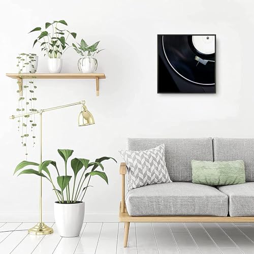 Golden State Art, Aluminum Album Frame Display 12.5x12.5 Vinyl Record, Brushed Metal Finish Records Frames, Acrylic Glass Front, for 12'' Album cover (1 Pack Black)