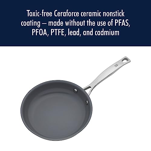 HENCKELS Clad H3 8-inch Induction Ceramic Nonstick Frying Pan, Stainless Steel, Durable and Easy to clean