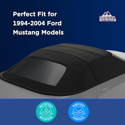Sierra Auto Tops Replacement Convertible Soft Top with Heated Glass Window, fits Ford Mustang models 1994-2004, Premium Grade Sailcloth Vinyl, Black