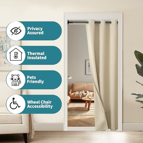 BGment Living Room Curtain 72 Inch Length, Blackout Curtain Thermal Insulation Privacy Grommet Window Drape for Bedroom, 1 Panel, 42 x 72 Inch, Black