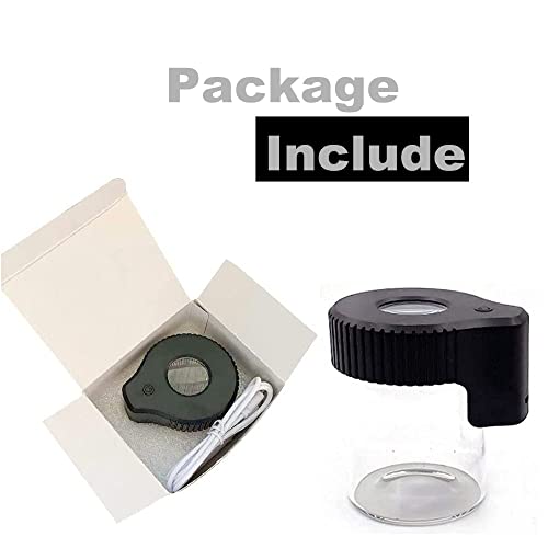 Oweto Led Transparent Glass Seal Storage Jar, Light-Up Magnifying Glass Ornamental Bottle (Black)