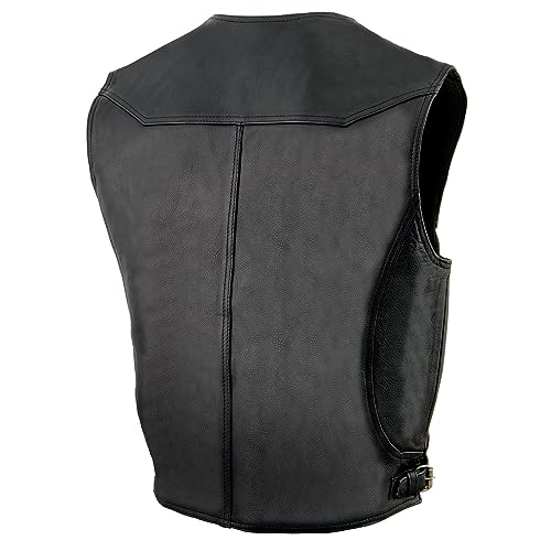 Milwaukee Men's Deep Pocket Leather Vest (Black, X-Small)