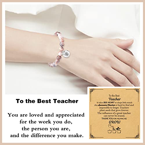 U-Zomir Teacher Appreciation Gifts for Women, Teacher Gifts Natural Stone Bracelet with Message Card for Appreciation Week Christmas Valentines from Student