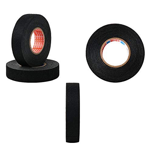 HSTECH 2 Rolls Wire Loom Harness Tape, Speaker Wiring Harness Cloth Tape, Black Adhesive Fabric Tape, for Automobile Electrical Wire harnessing Noise Dampening Heat Proof (15mm X 15m)