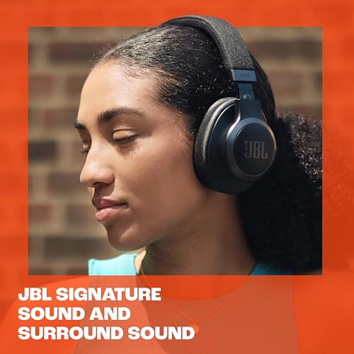 JBL LIVE 770NC - Wireless Over-Ear Headphones with True Adaptive Noise Cancelling with Smart Ambient, Up to 65 hours of battery life, Comfort-fit fabric headband & carrying pouch (Black)