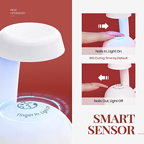Beetles Mini Uv Light for Gel Nails Flash Curing Innovative with Smart Sensor for Easy and Fast Extension System, Portable Manicure Uv Led Light for Gel Nail Polish DIY Nail Art