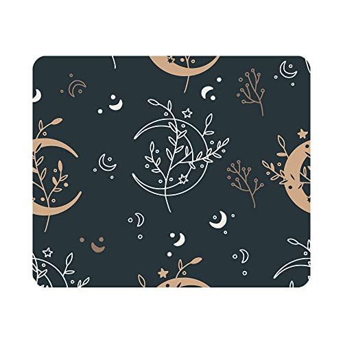 Nicokee Boho Moon Branch Gaming Mousepad Star Leaf Beauty Mouse Pad Mouse Mat for Computer Desk Laptop Office 9.5 X 7.9 Inch Non-Slip Rubber