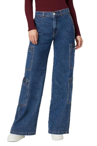 HUDSON Women's High-Rise Welt Pocket Cargo Wide Leg, White