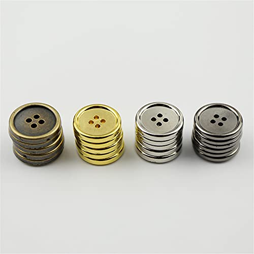 100 Pcs Round Craft Buttons 4 Holes Metallic Color Plastic Buttons for Sewing (Bronze)