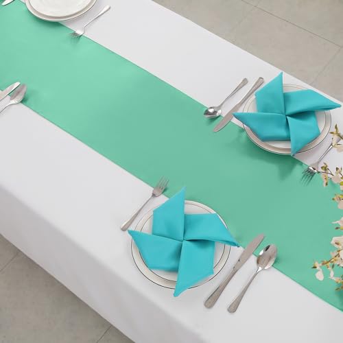 Horbaunal 24 Pack Light Pink Satin Table Runner 12 x 108 Inch, Smooth Table Runners for Wedding Banquets Birthday Party