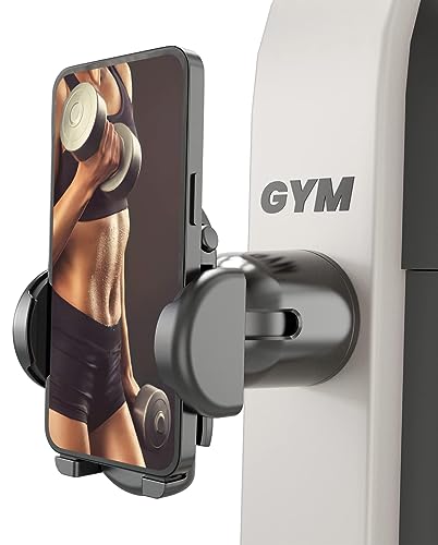 MiiKARE Gym Accessory Magnetic Phone Holder for Videos, Universal Magnetic Phone Mount for Gym Golfcart Phone Holder 360Degree Angle Adjustable, Home Gym Essentials Phone Mount for Women an Men-Black