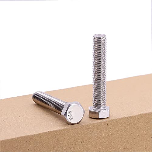 M12-1.75 x 40mm (8 pcs) Hex Head Bolts, 304 Stainless Steel 18/8, Hexagon Head Bolts, Full Thread Coverage, Coarse Thread, Strong, Durable, Thread Size Ranges from 3mm to 20mm Head Bolts, DIN933