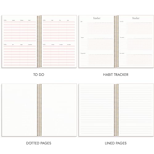 Burde Planner 2024 | Daily & Weekly Planner | Life Planner Pink Horizontal | 18 December 2023-5 January 2025 | Hardcover & Spiralbound A5 Format | Monthly & Yearly Overview | Stickers Included