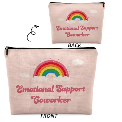 Dwept Emotional Support Coworker Makeup Bag, Employee Appreciation Gifts, Coworkers Gifts for Women Colleagues Pink Cosmetic Bag for Purse, Farewell Gonging Away Gifts for Work Friends Beauty Bag