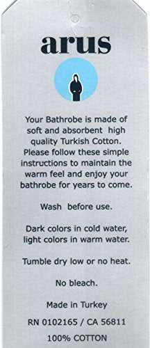 Arus Mens Hood'n Full Ankle Length Hooded Turkish Cotton Bath Robe Dark Green, Medium