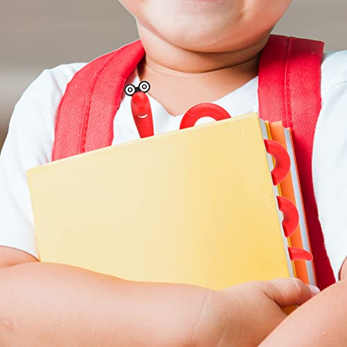 Clip Bookmarks for Kids Students Women and Men - Wally The Bookworm Cool Cute Bookmark and Page Holder Unique Gift Idea - Funny Book Marker and Reading Accessory for Book Lovers (Red)