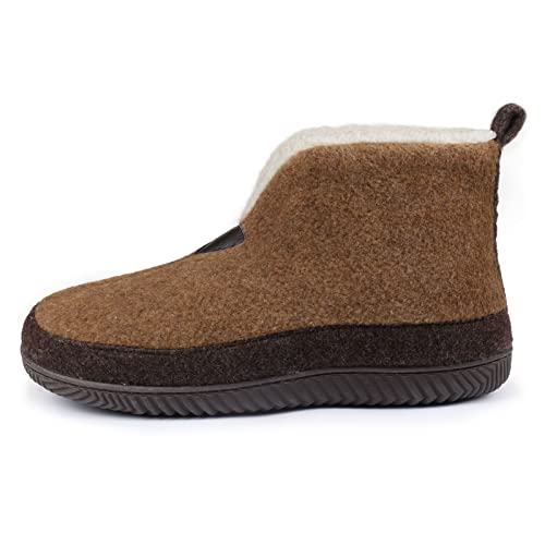 ULTRAIDEAS Men's Warm Felt Bootie Slipper with Memory Foam, Cozy Closed Back House Slipper for Indoor Outdoor, Gift for Father (Camel, Size 9)